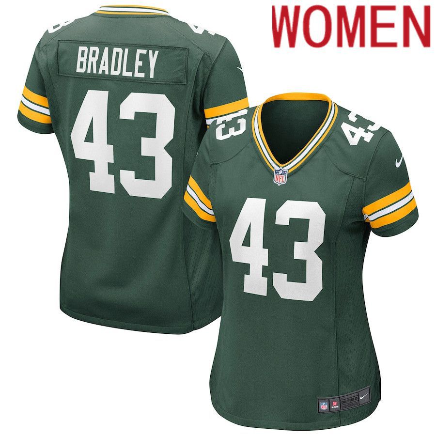 Women Green Bay Packers 43 Hunter Bradley Nike Green Game NFL Jersey